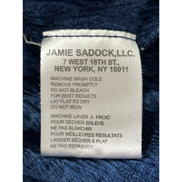 Jamie Sadock Women's Size M Top Abstract Print Zip Pink Blue Crinkle - Picture 7 of 7